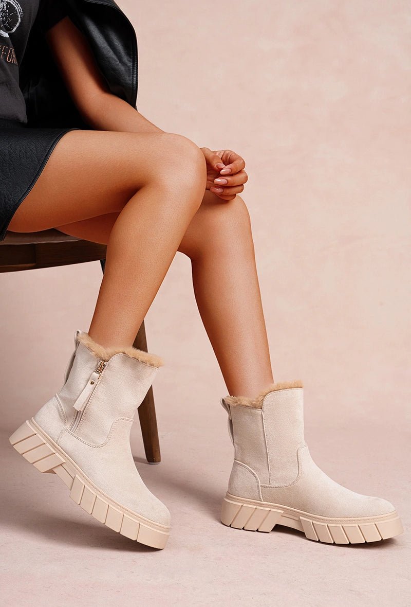 Bottines fourrées beiges - RIVE GAUCHE
