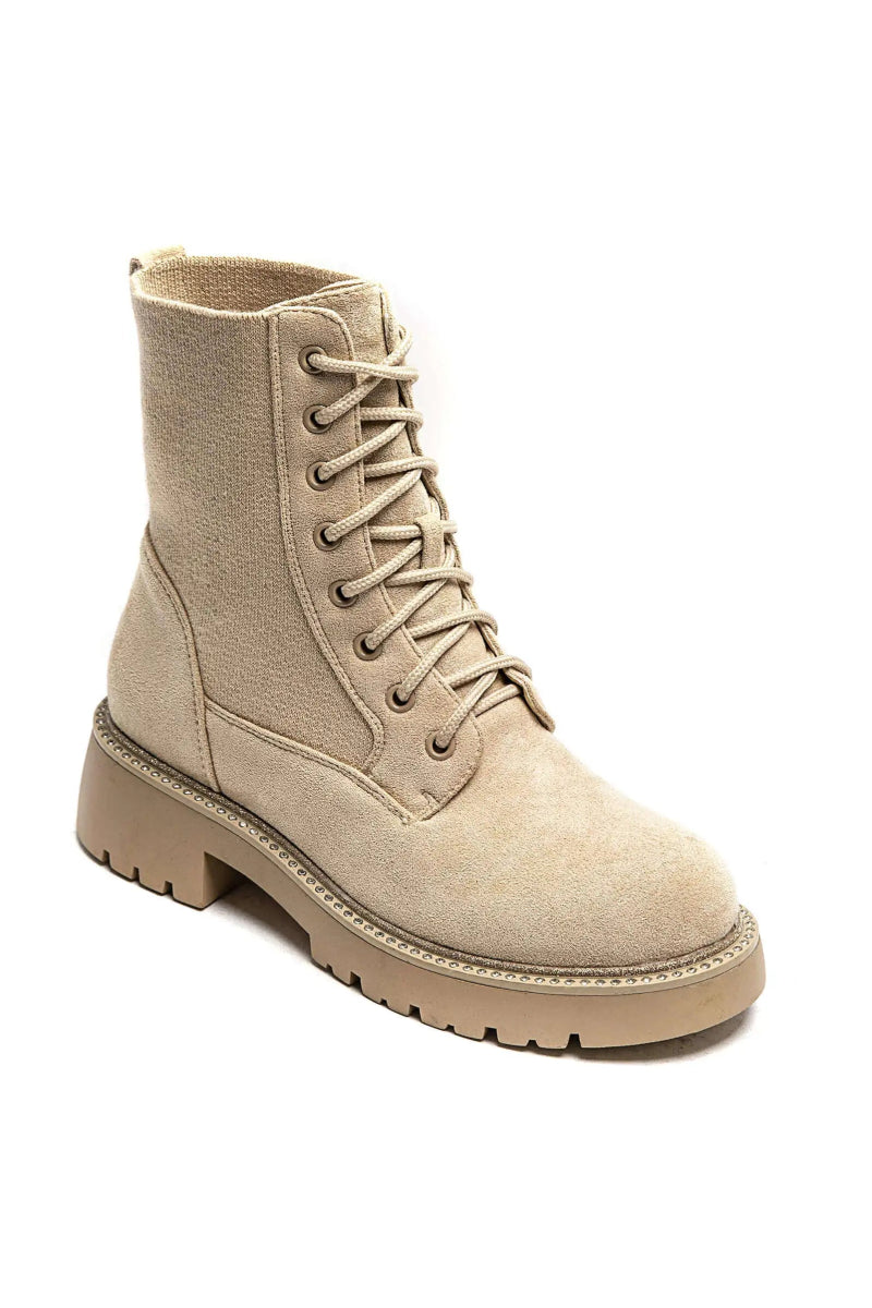 Bottines militaires en daim beige - RIVE GAUCHE