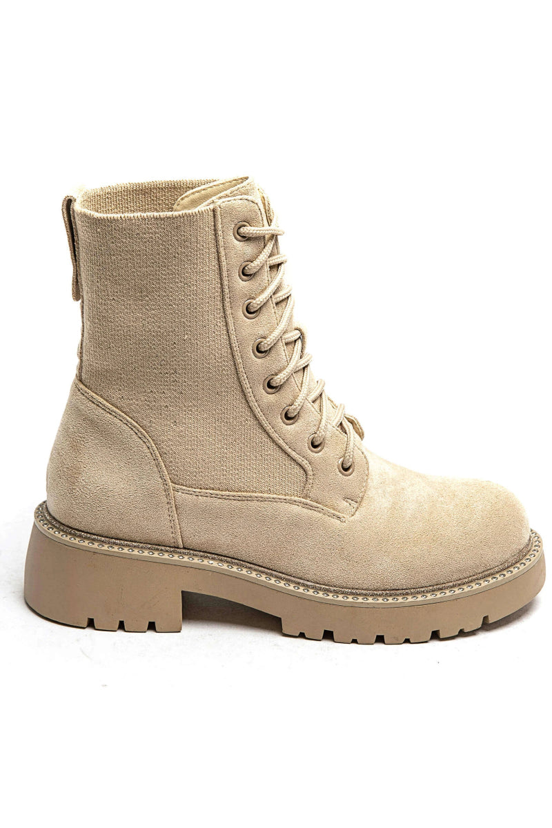 Bottines militaires en daim beige - RIVE GAUCHE