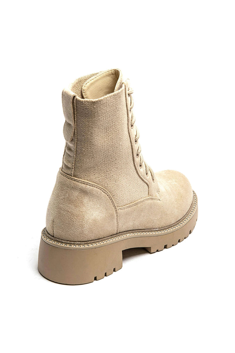 Bottines militaires en daim beige - RIVE GAUCHE