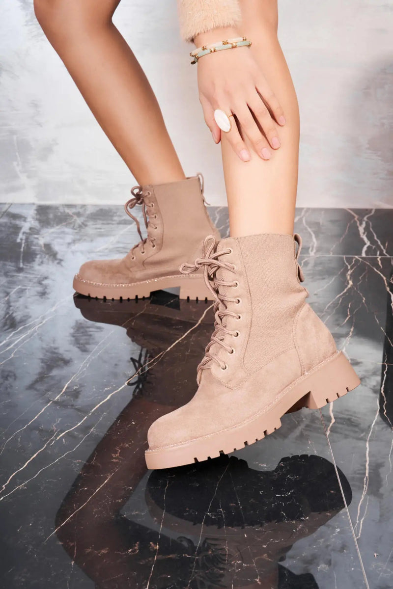 Bottines militaires en daim taupes - RIVE GAUCHE