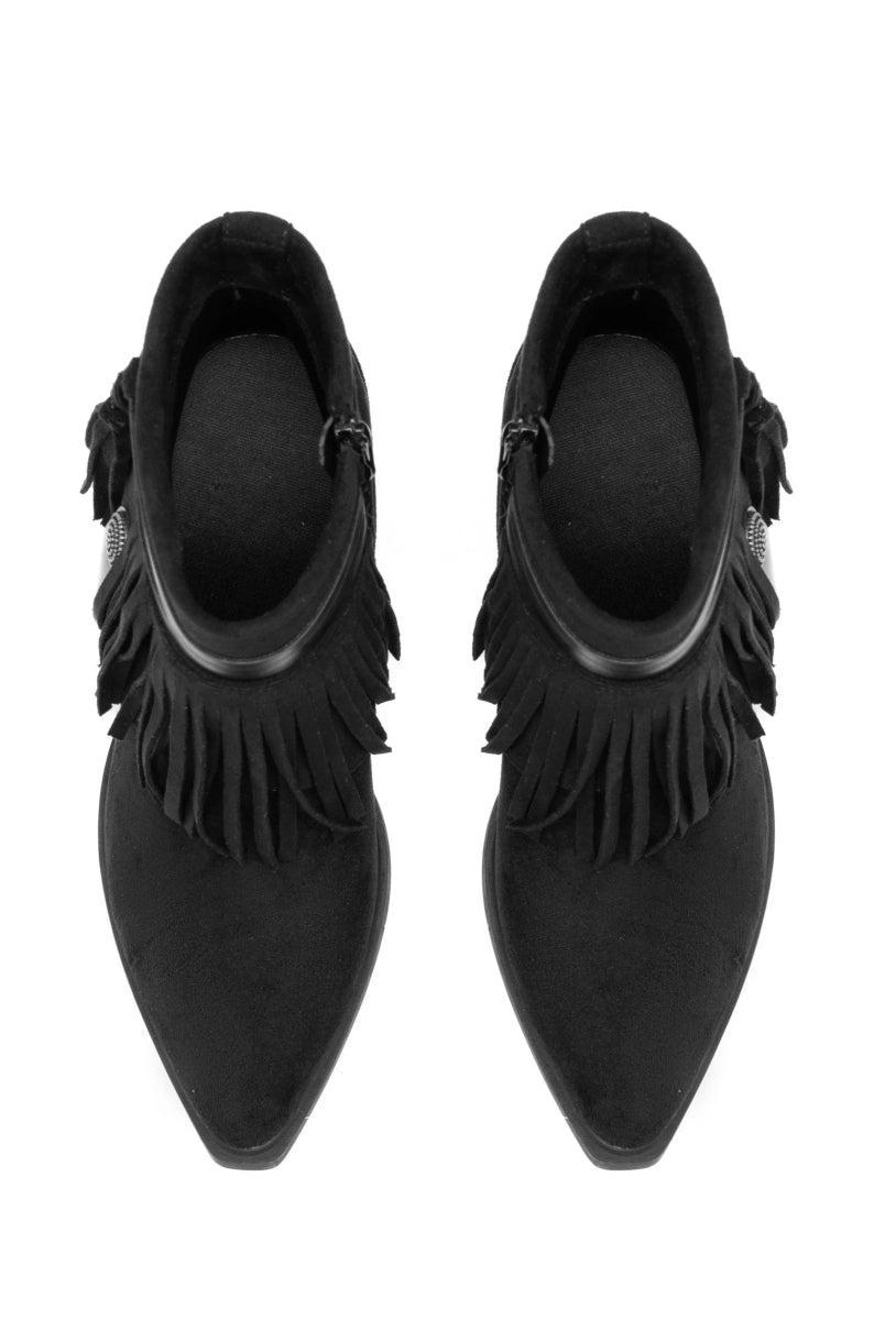 Bottines noires en suédine à franges Asha - RIVE GAUCHE