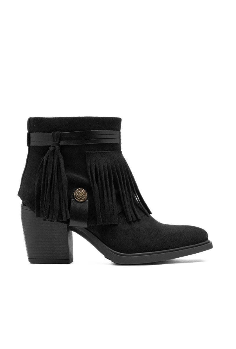 Bottines noires en suédine à franges Asha - RIVE GAUCHE