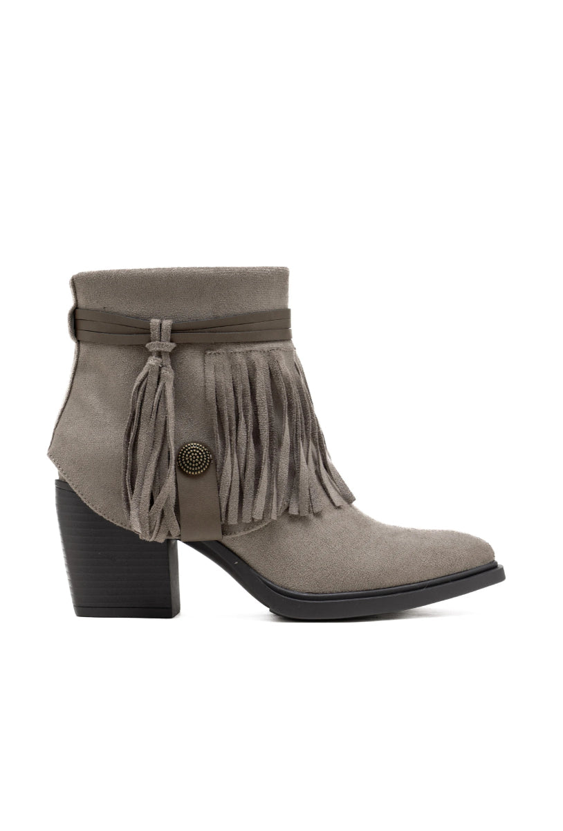 Bottines taupe en suédine à franges Asha - RIVE GAUCHE