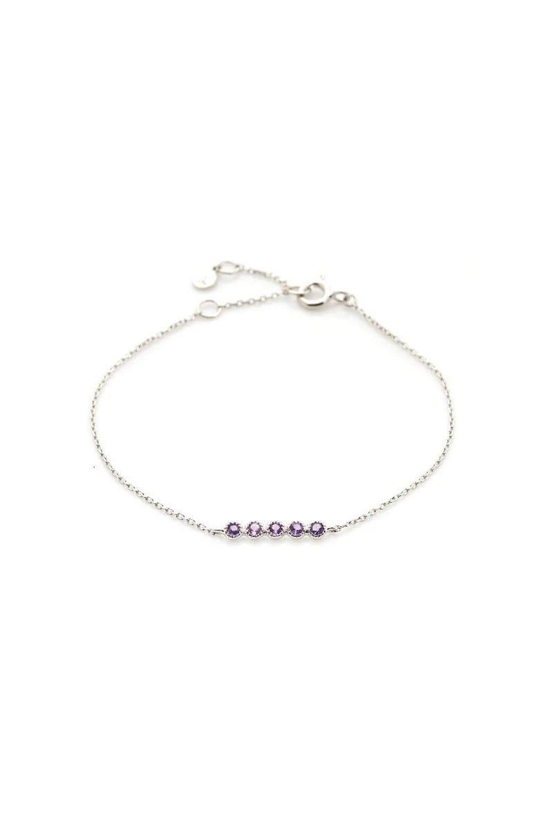 Bracelet argent 925 améthystes violettes rondes - RIVE GAUCHE