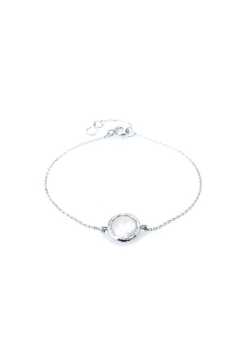 Bracelet en argent 925 quartz rose naturel - RIVE GAUCHE