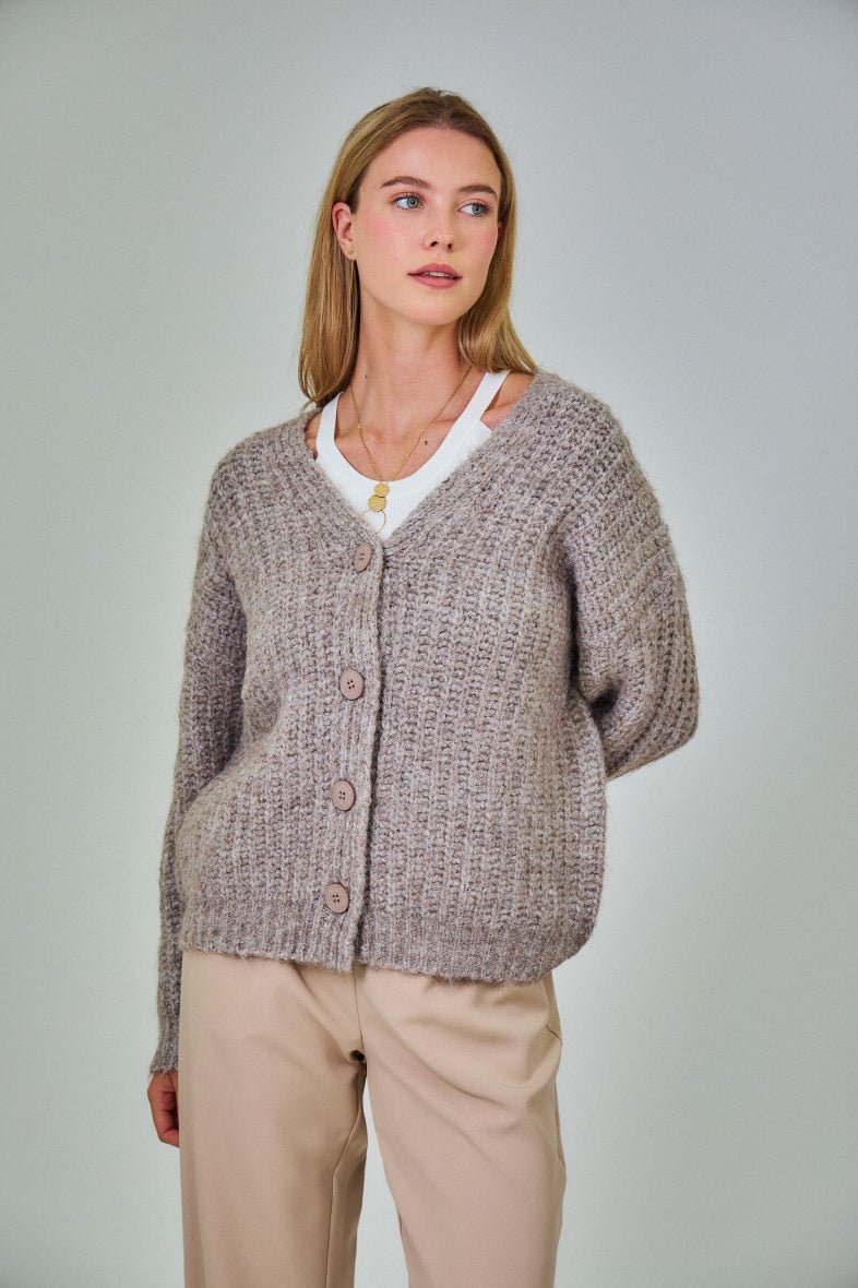 Cardigan beige en laine classique - RIVE GAUCHE