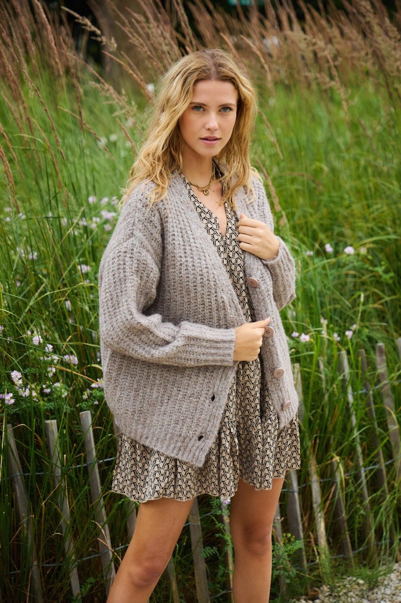 Cardigan beige en laine classique - RIVE GAUCHE