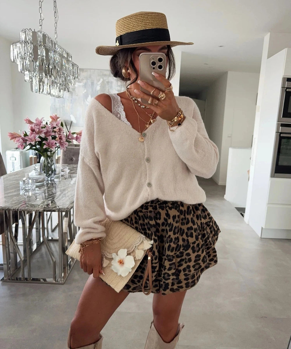 Cardigan col V à boutons en bébé alpaga - RIVE GAUCHE