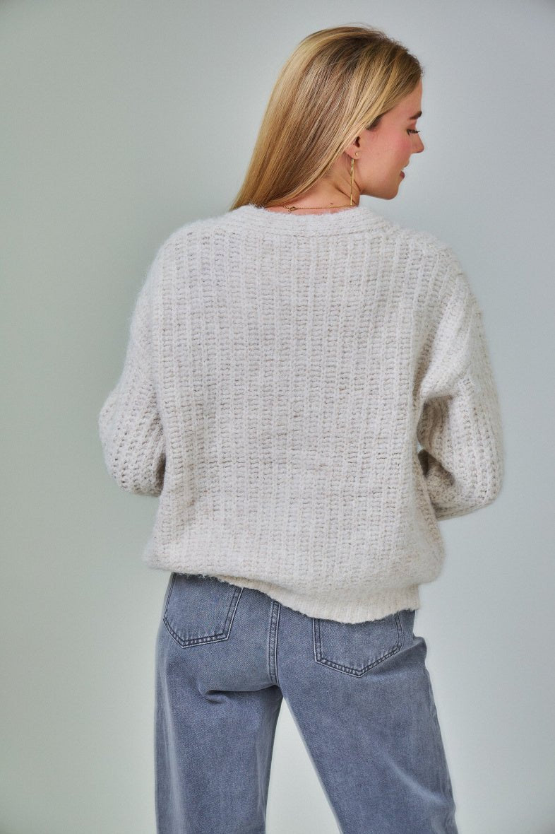 Cardigan écru en laine classique - RIVE GAUCHE