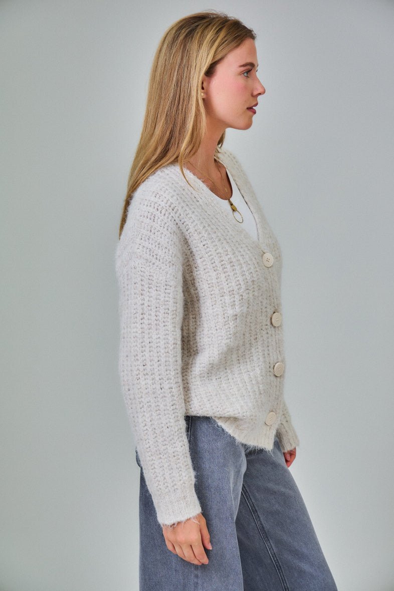 Cardigan écru en laine classique - RIVE GAUCHE