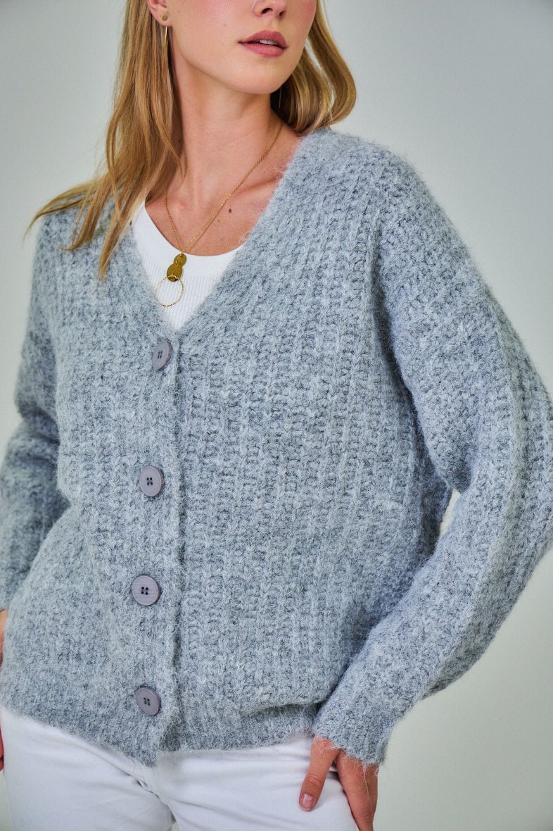 Cardigan gris clair en laine classique - RIVE GAUCHE