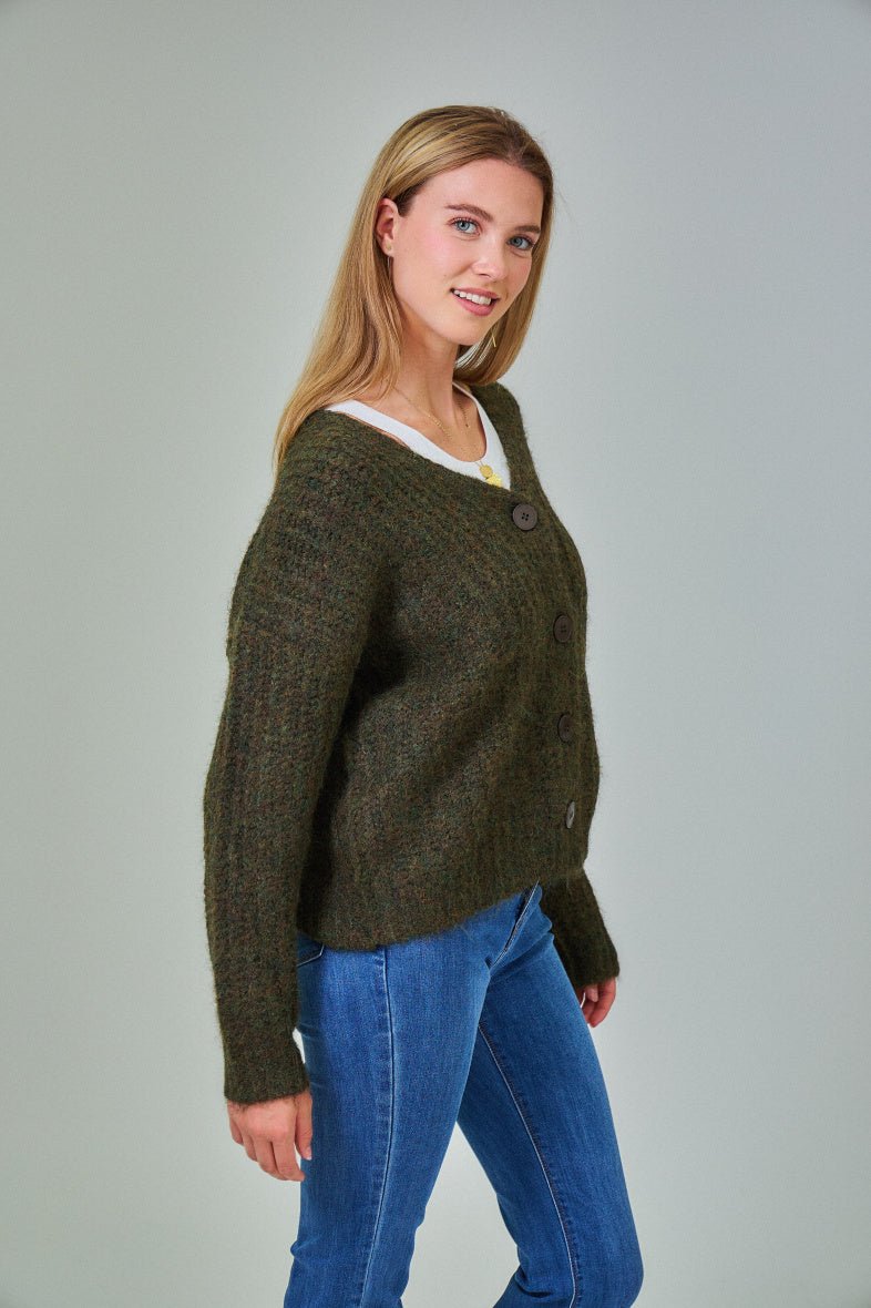 Cardigan kaki en laine classique - RIVE GAUCHE
