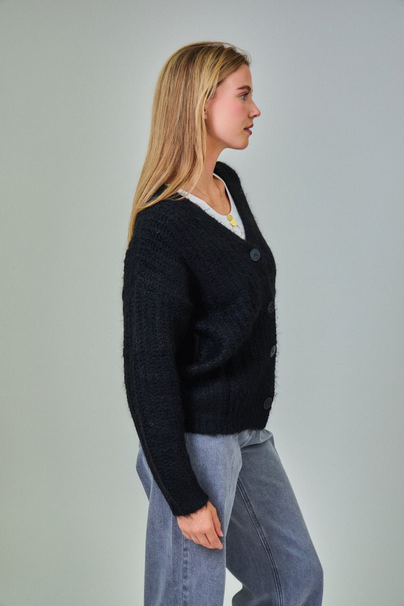 Cardigan noir en laine classique - RIVE GAUCHE