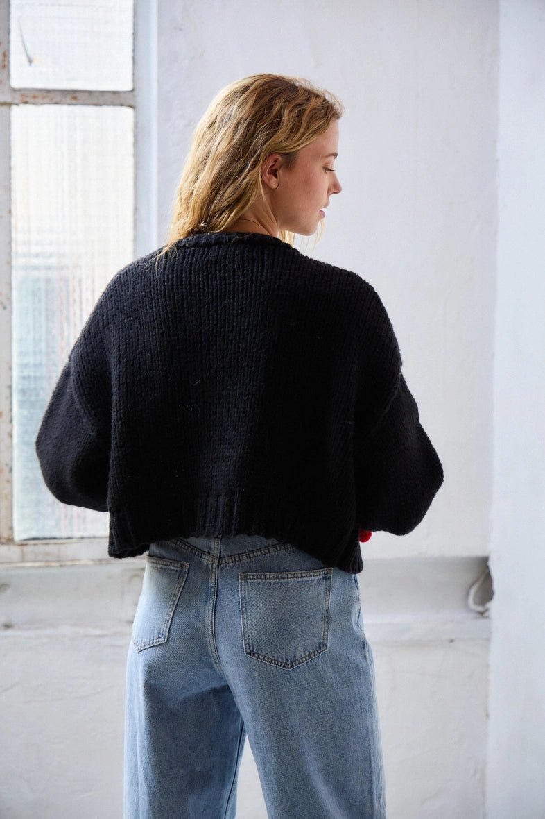 Cardigan tricot patch cerise - RIVE GAUCHE