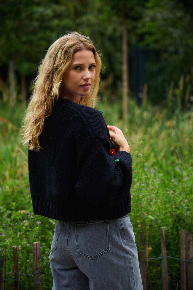 Cardigan tricot patch fraise - RIVE GAUCHE