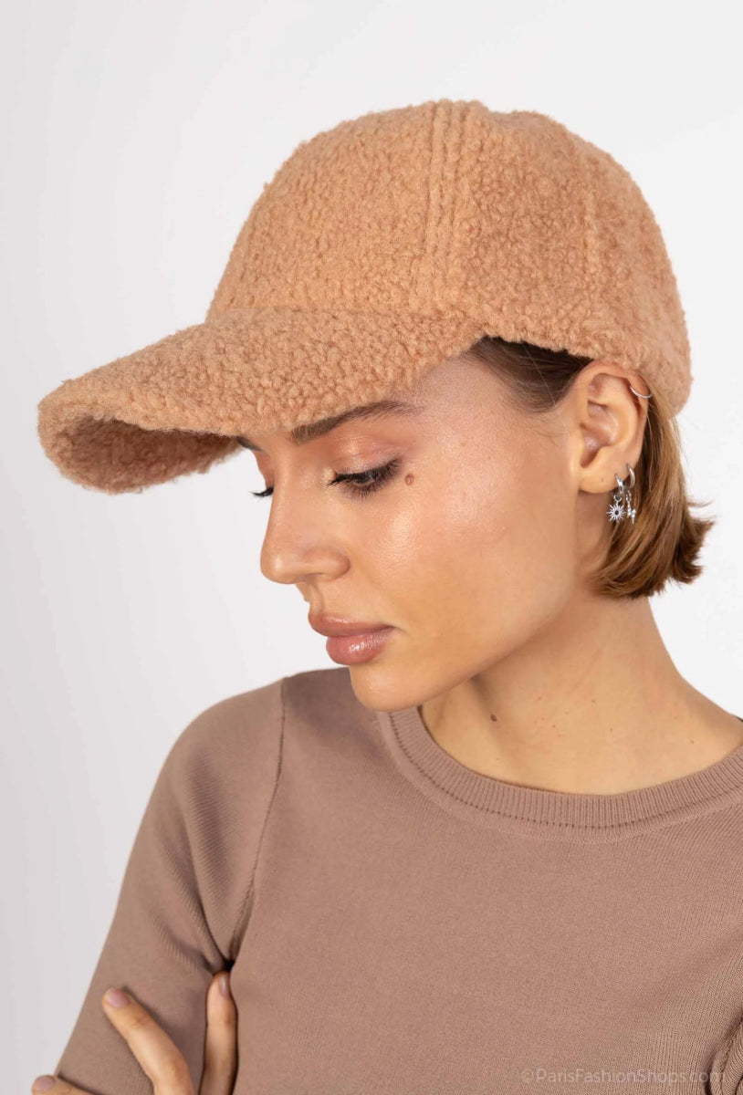 Casquette camel ajustable texture moumoute - RIVE GAUCHE