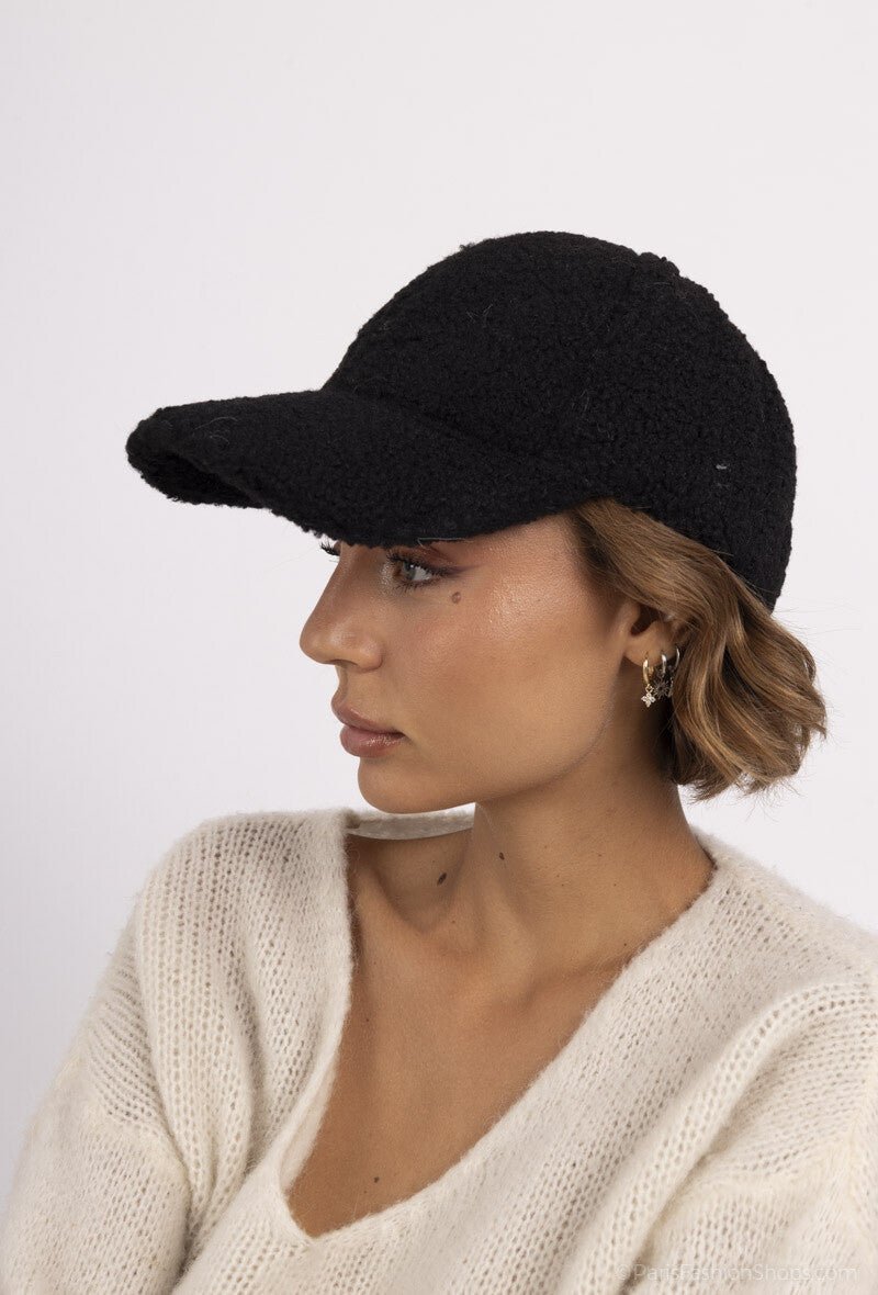 Casquette noire ajustable texture moumoute - RIVE GAUCHE