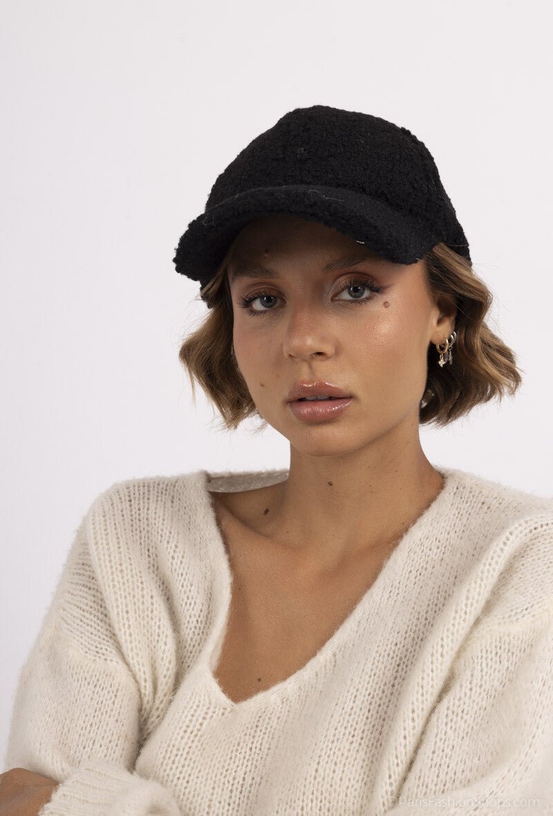 Casquette noire ajustable texture moumoute - RIVE GAUCHE