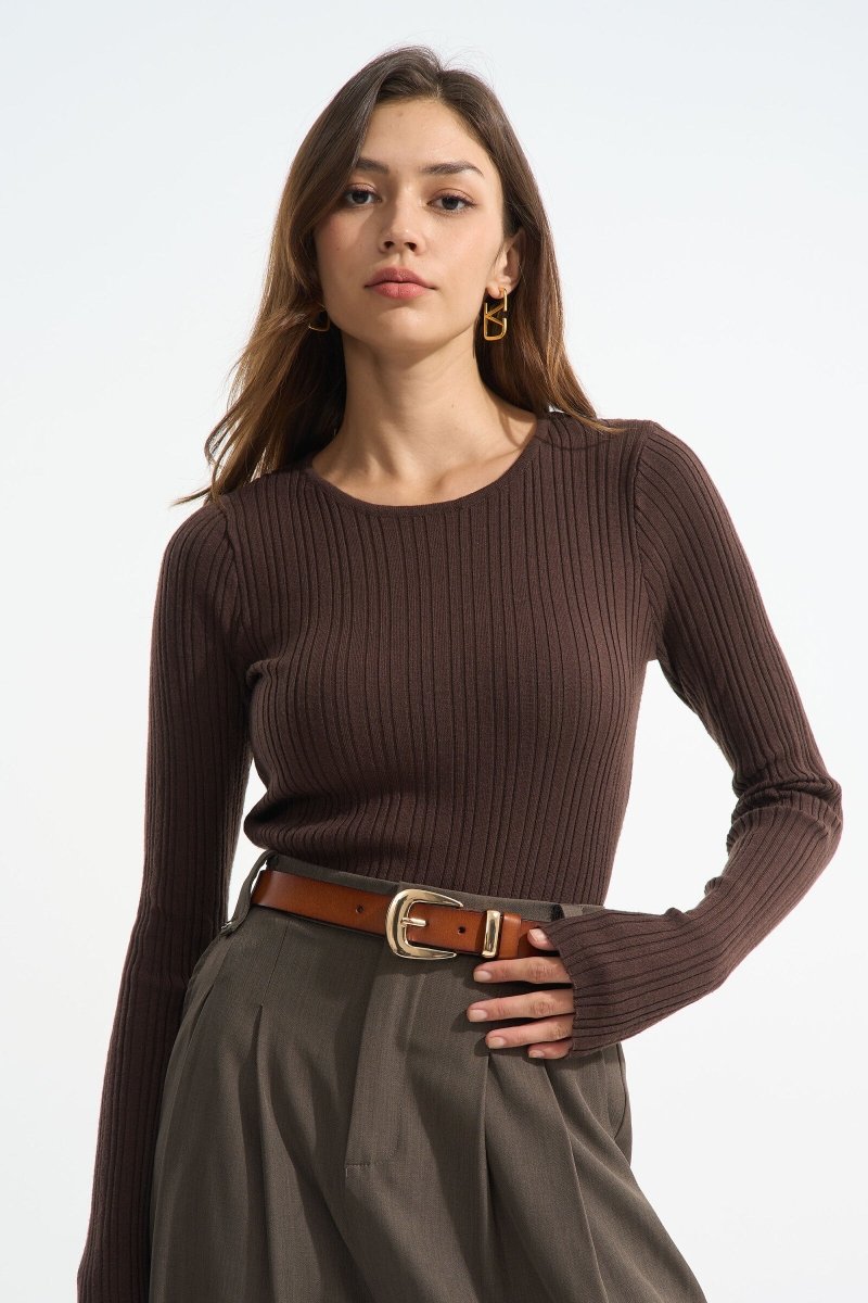 Ceinture en cuir classique camel - RIVE GAUCHE