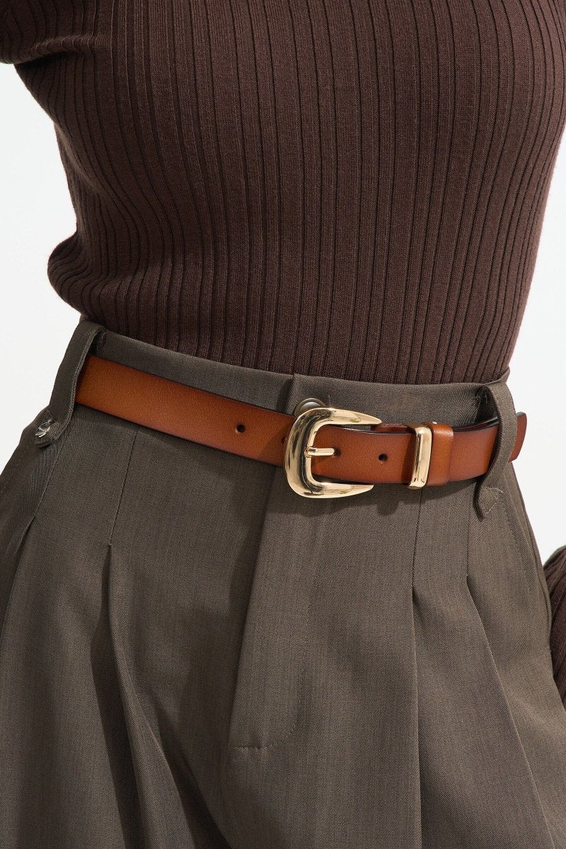 Ceinture en cuir classique camel - RIVE GAUCHE