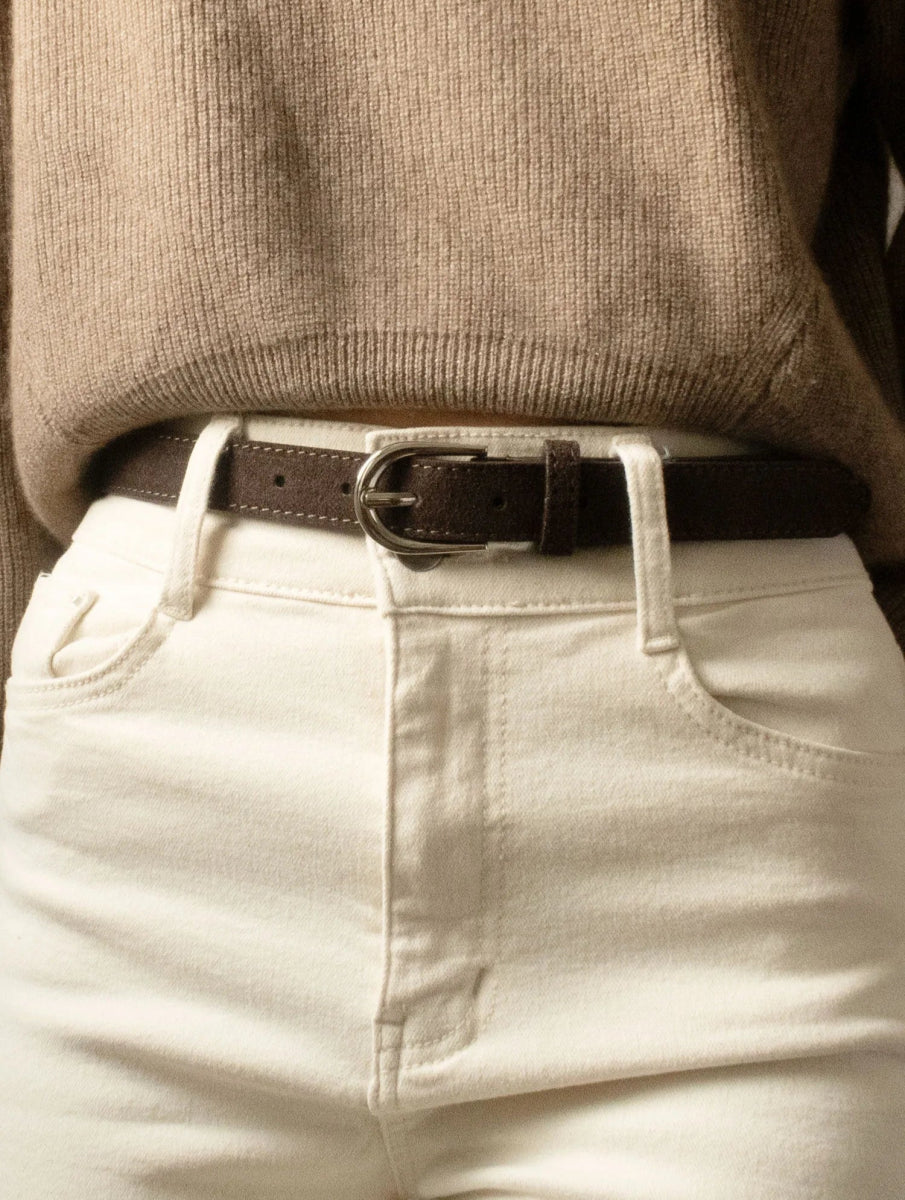 Ceinture en daim chocolat - RIVE GAUCHE