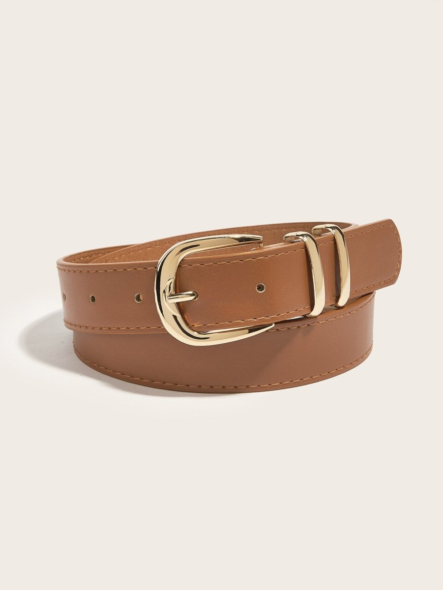 Ceinture simili cuir unie terracotta simple classique avec boucle doré - RIVE GAUCHE