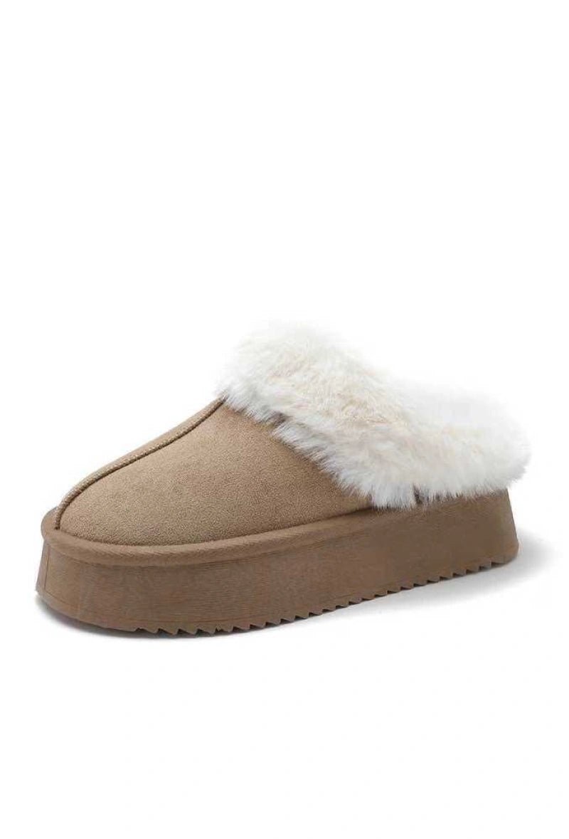 Chaussons à plateforme avec fourrure beiges - RIVE GAUCHE