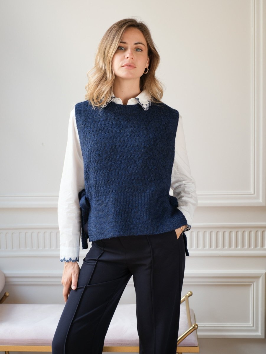 Chemise col brodé et patte contrastée - RIVE GAUCHE