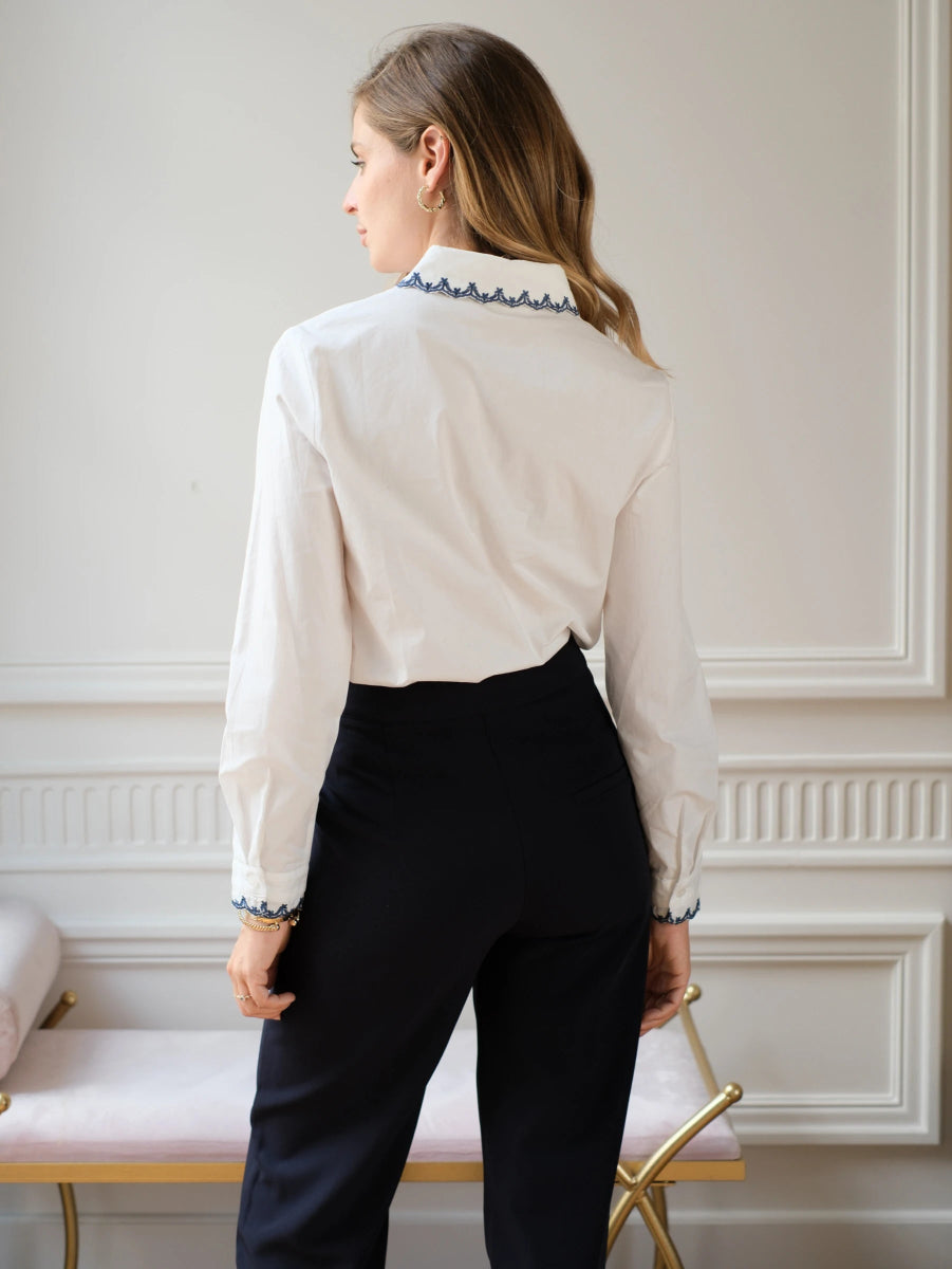 Chemise col brodé et patte contrastée - RIVE GAUCHE