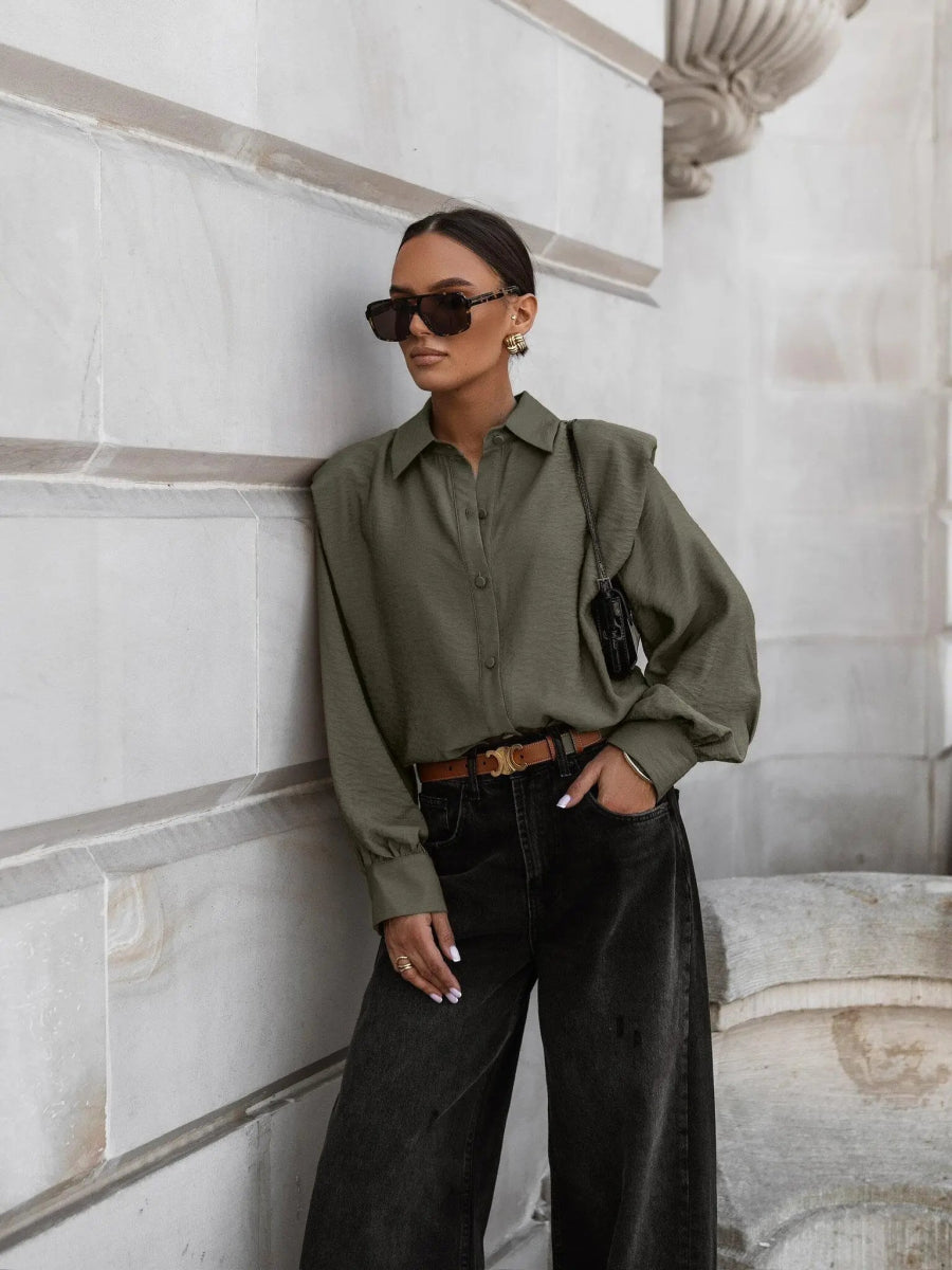 Chemise élégante kaki à épaulettes - RIVE GAUCHE