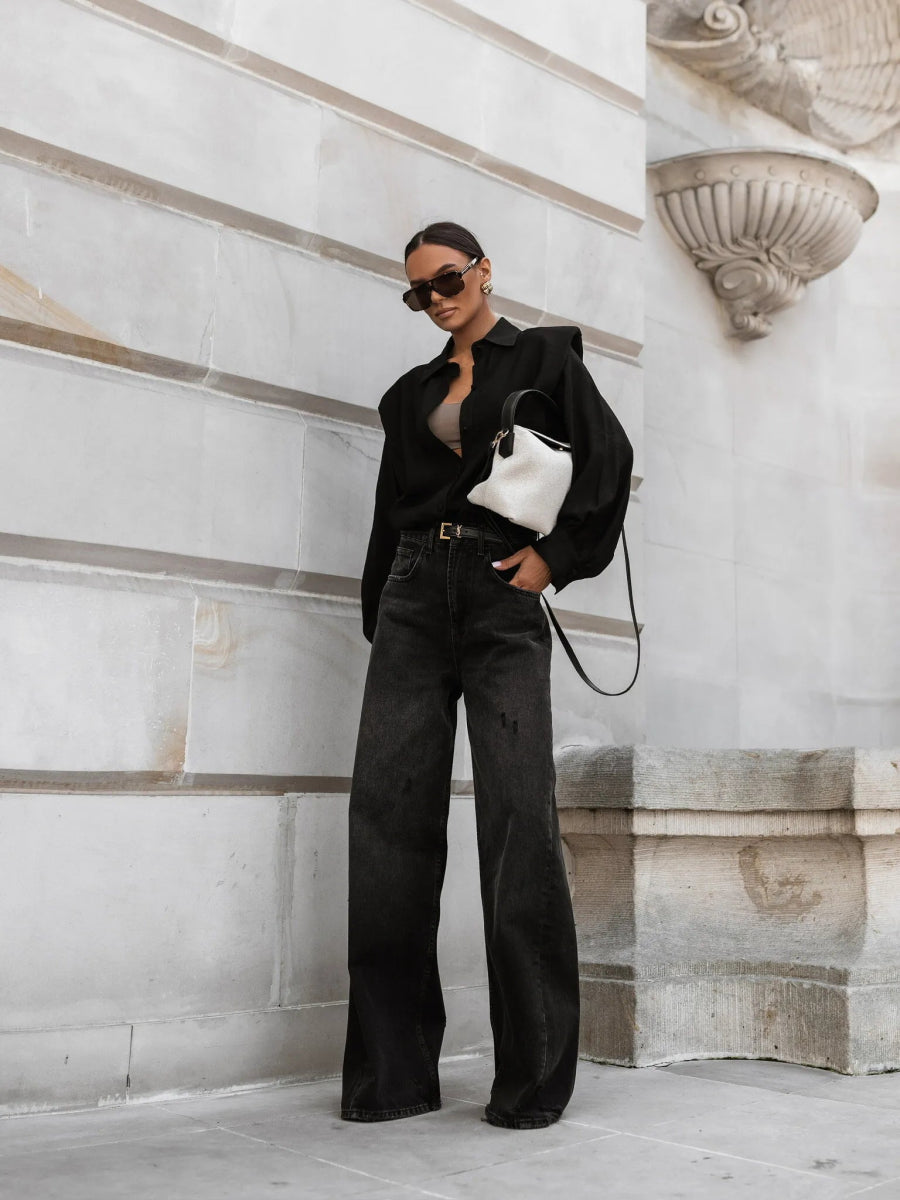 Chemise élégante noire à épaulettes - RIVE GAUCHE