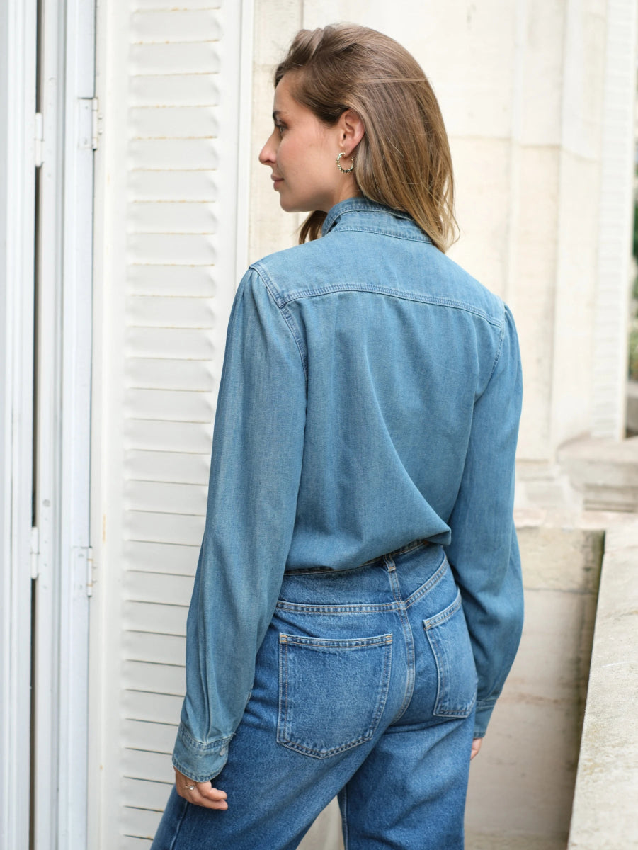 Chemise en denim à col lavallière - RIVE GAUCHE