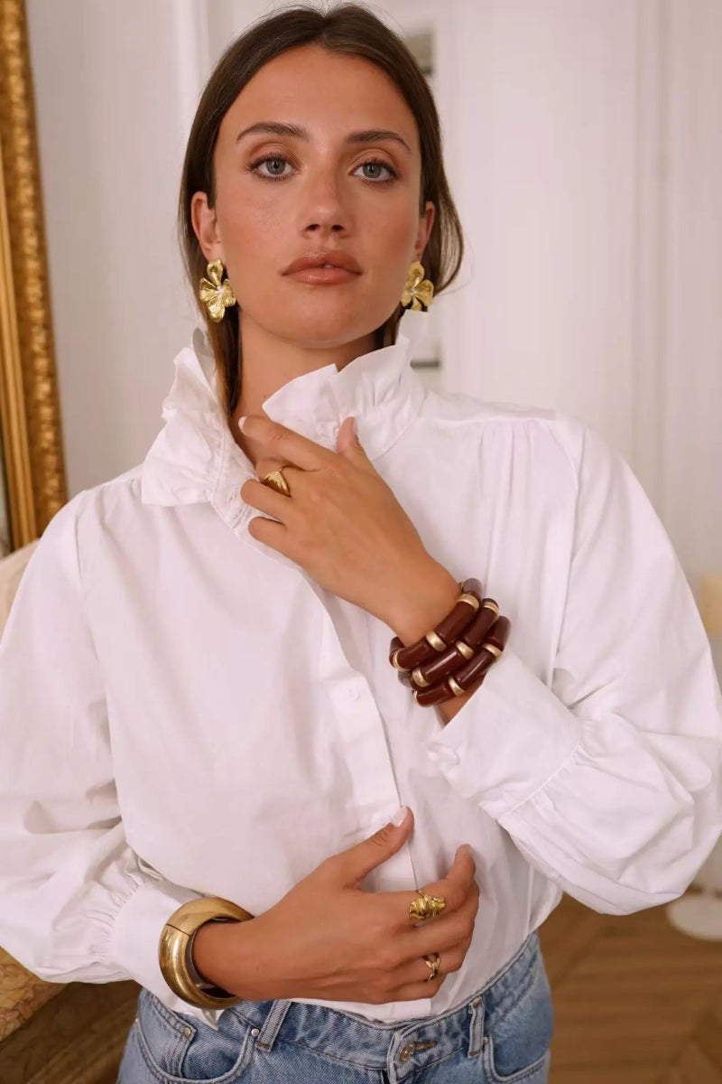 Chemise unie à col renaissance - RIVE GAUCHE