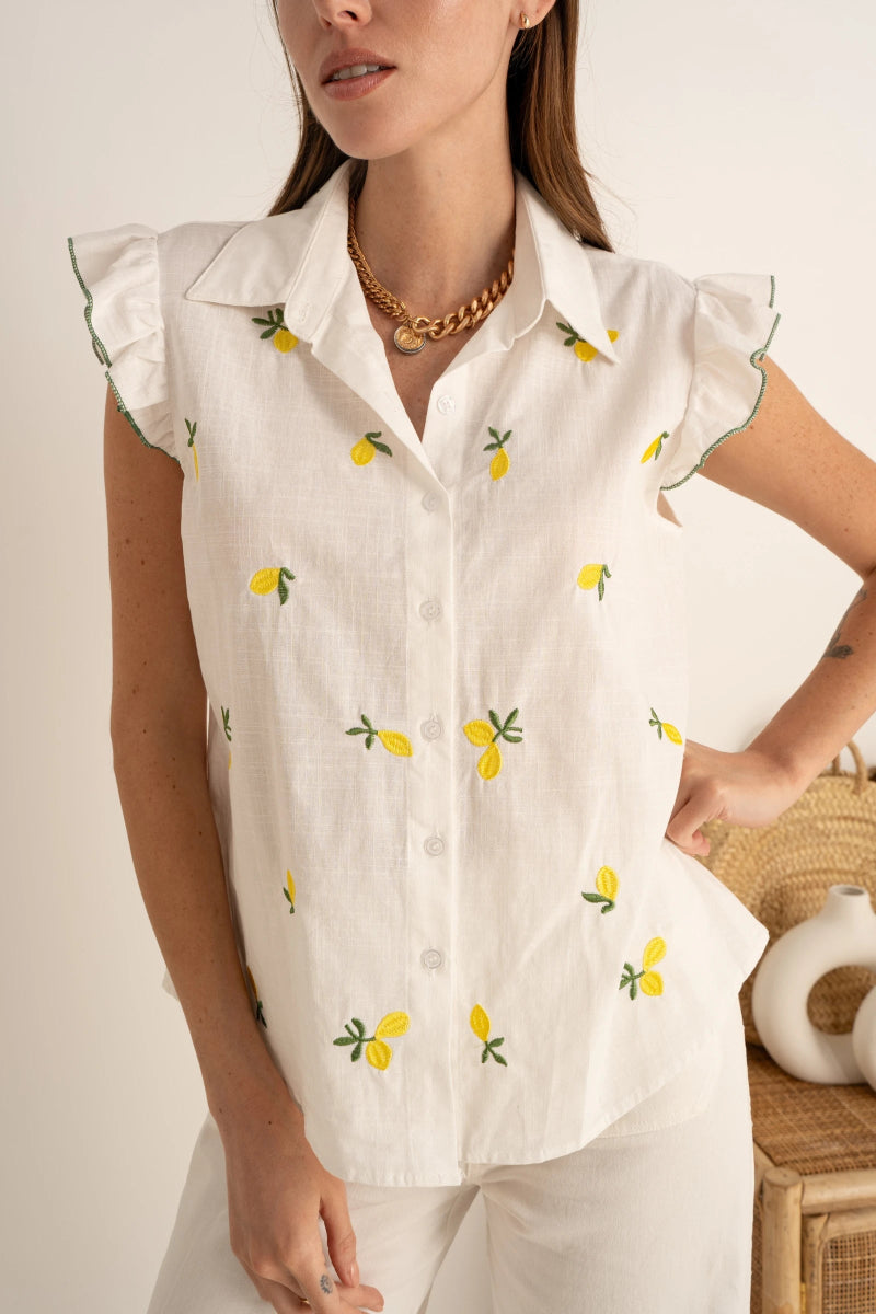 Chemisier avec broderie citron Menton - RIVE GAUCHE