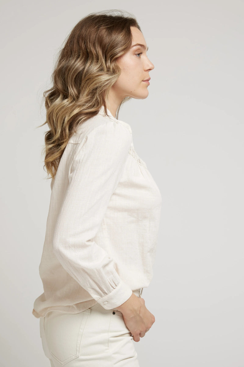 Chemisier dentelle fleurie en coton écru - RIVE GAUCHE