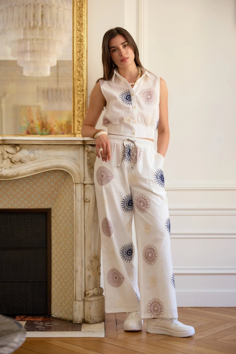 Chemisier en coton éléments imprimés Hélio - RIVE GAUCHE