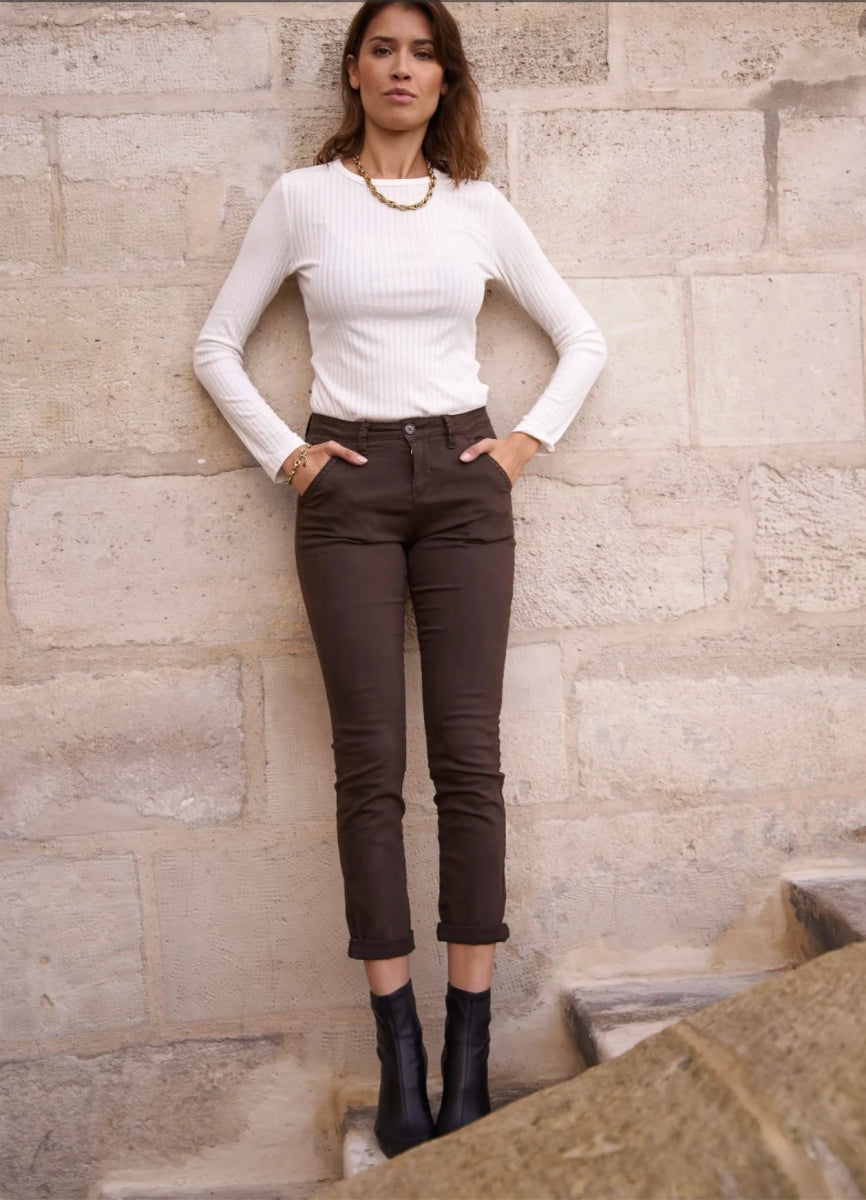 Chino en coton marron - RIVE GAUCHE