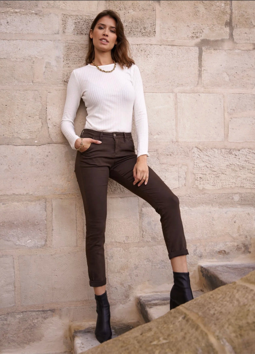 Chino en coton marron - RIVE GAUCHE