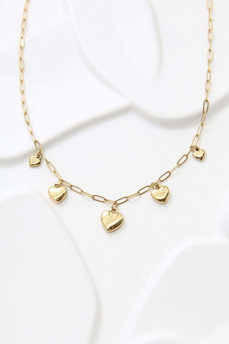 Collier en acier inoxydable avec pendentifs cœurs – Élégance et féminité - RIVE GAUCHE