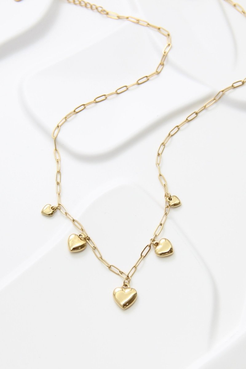 Collier en acier inoxydable avec pendentifs cœurs – Élégance et féminité - RIVE GAUCHE