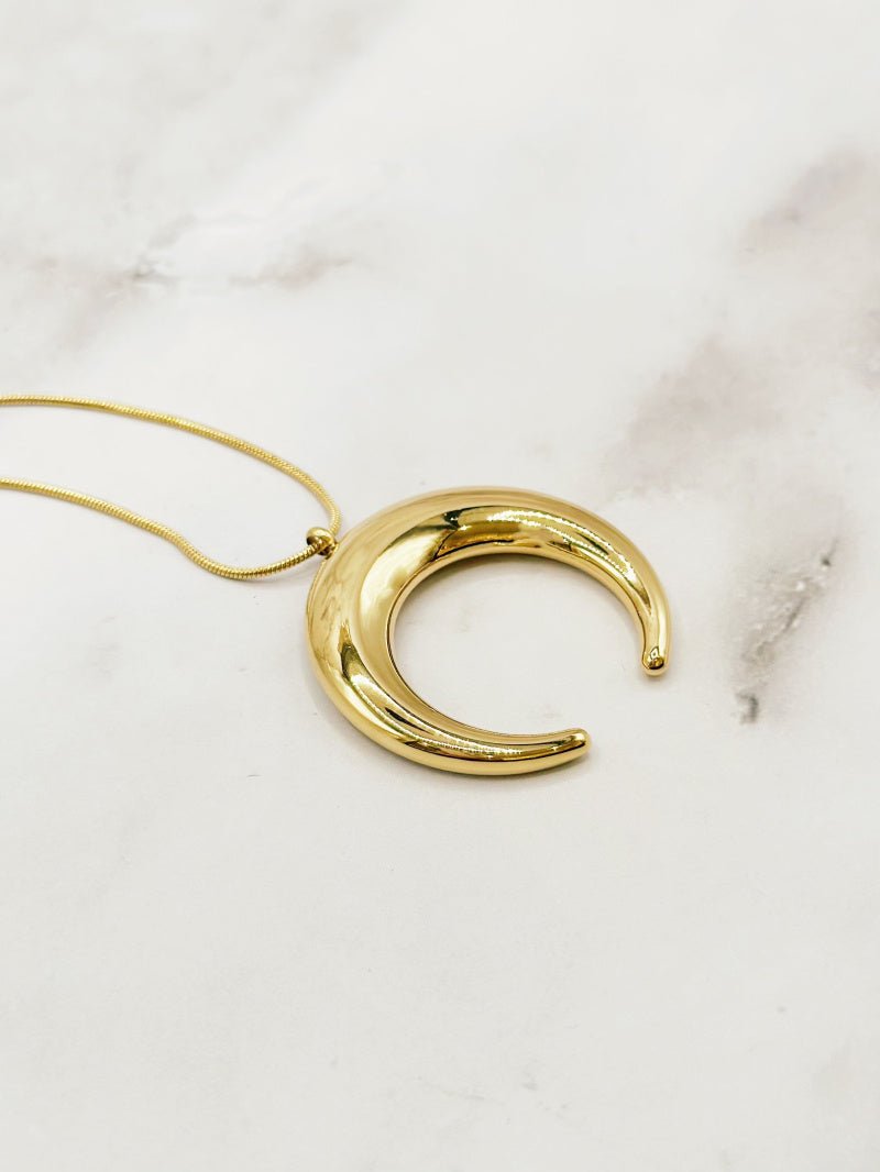 Collier sautoir en acier inoxydable croissant de lune - RIVE GAUCHE