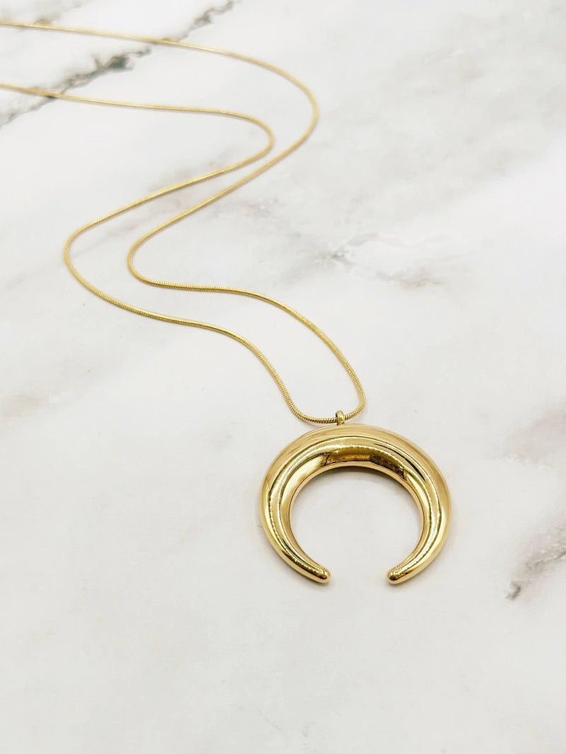 Collier sautoir en acier inoxydable croissant de lune - RIVE GAUCHE