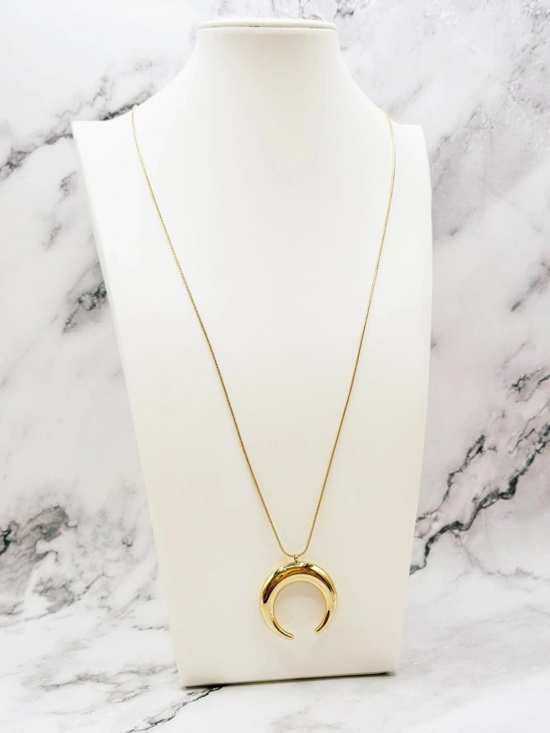 Collier sautoir en acier inoxydable croissant de lune - RIVE GAUCHE