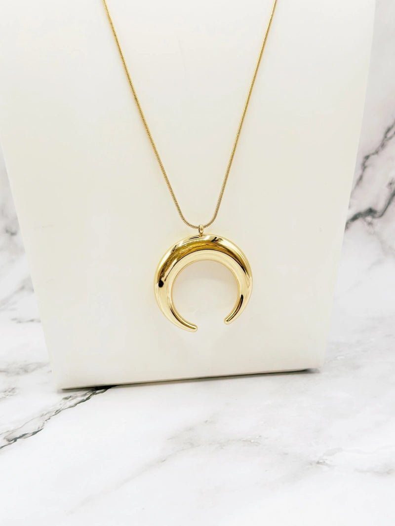 Collier sautoir en acier inoxydable croissant de lune - RIVE GAUCHE