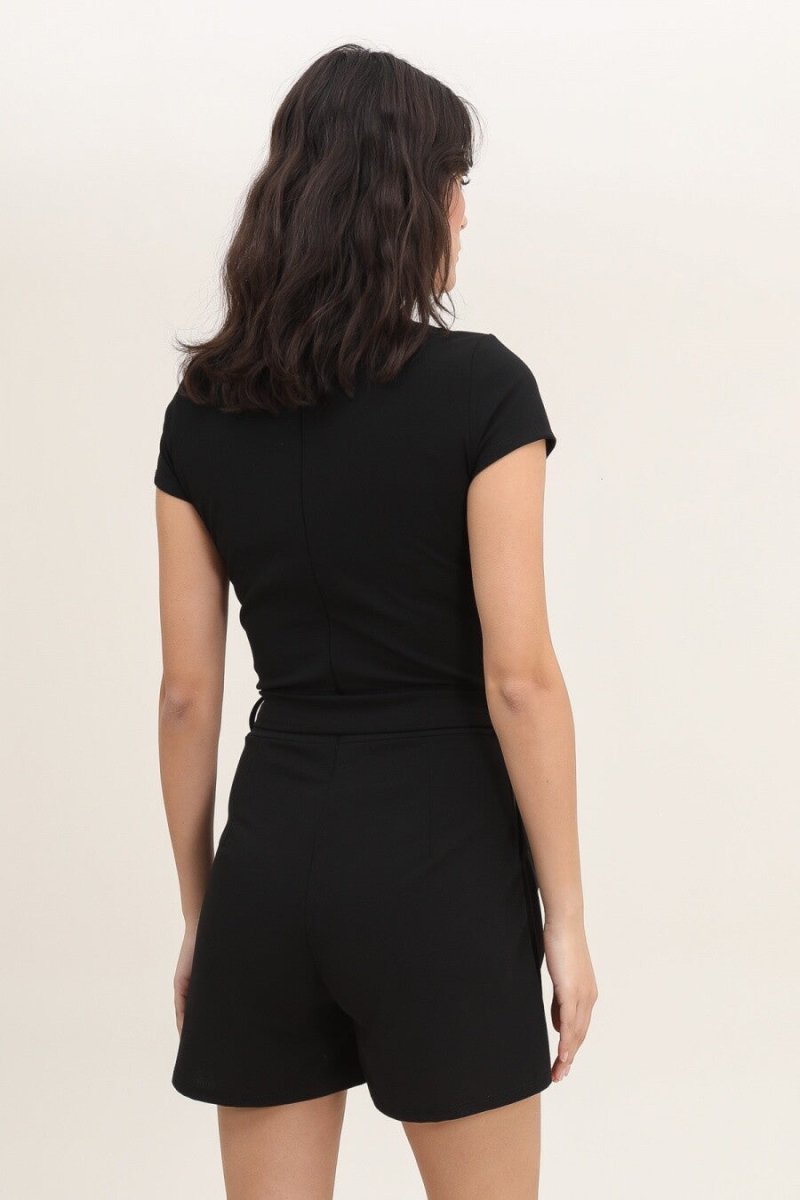 Combi - short noir avec détails en tulle - RIVE GAUCHE