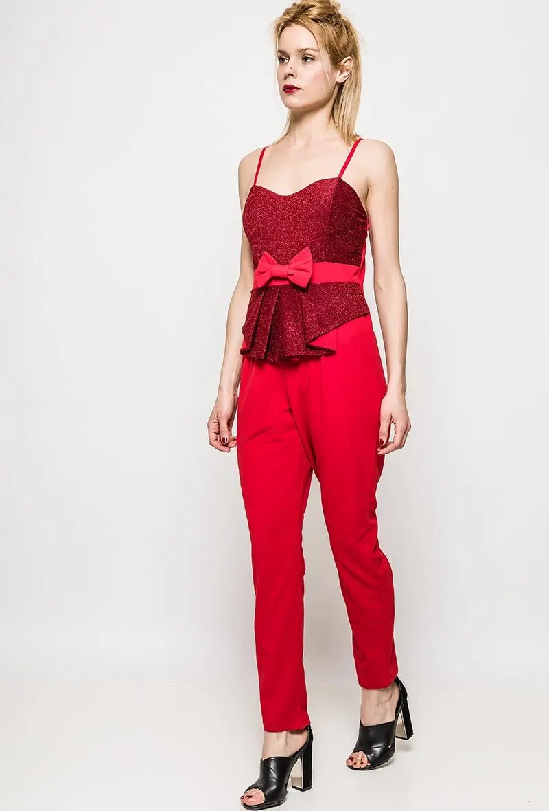 Combinaison avec nœud et paillette rouge - RIVE GAUCHE