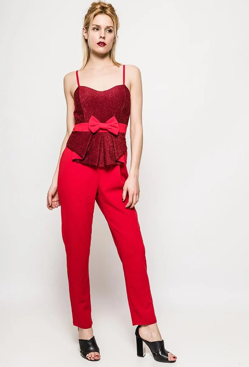 Combinaison avec nœud et paillette rouge - RIVE GAUCHE