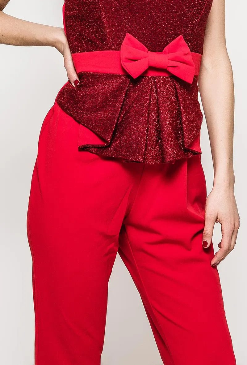 Combinaison avec nœud et paillette rouge - RIVE GAUCHE