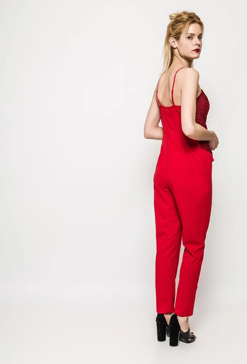 Combinaison avec nœud et paillette rouge - RIVE GAUCHE